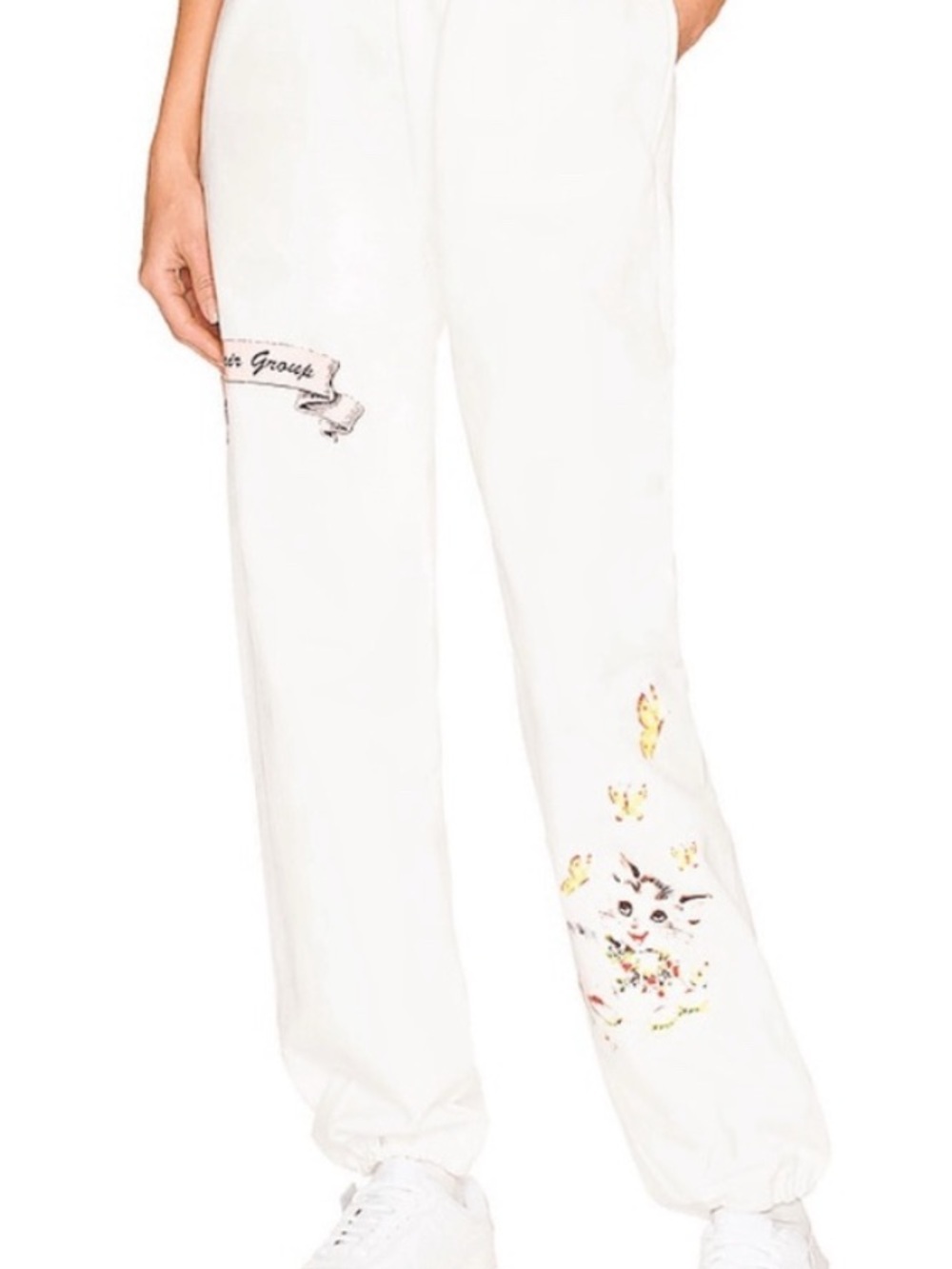 Mayfair Group white kitten be nice sweatpants - Women's Relaxed Jogger XS - Picture 2 of 8